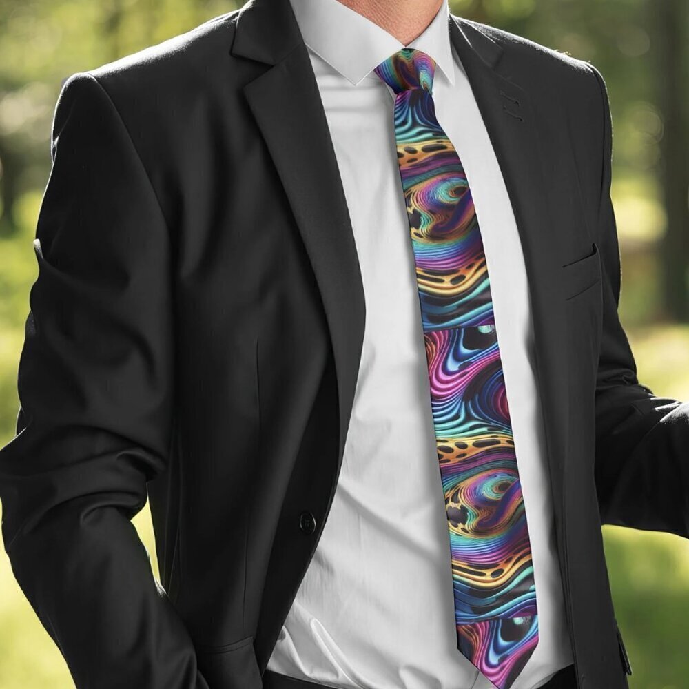 Tie Trippy Cheetah Leopard Menswear Necktie Hippie Psychedelic Tie Dye Rave